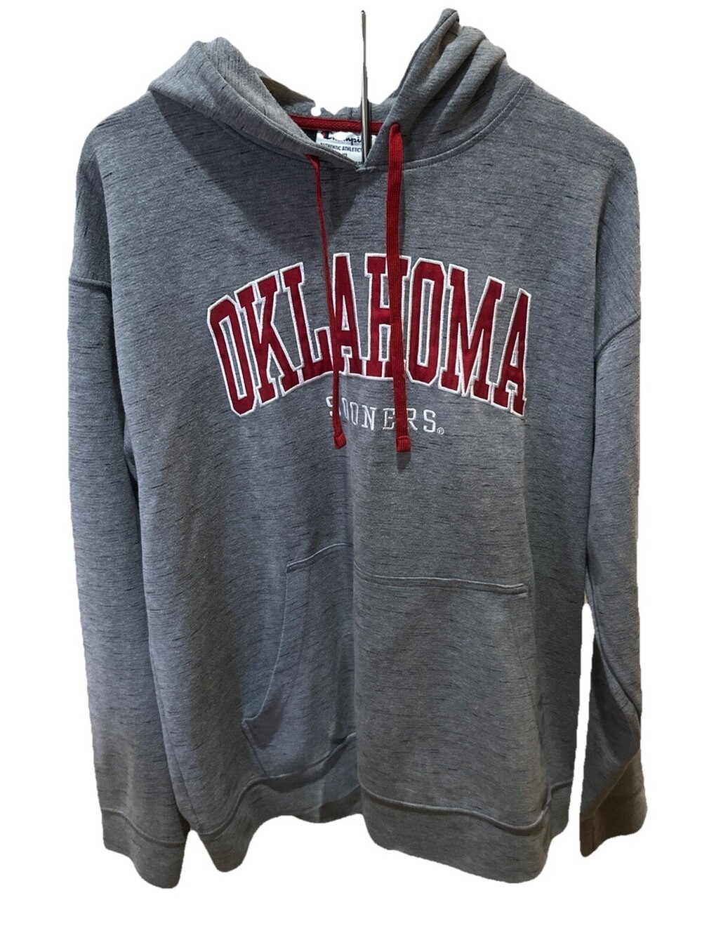Champion OU Oklahoma Sooners Hoodie Size XL Gray And Maroon